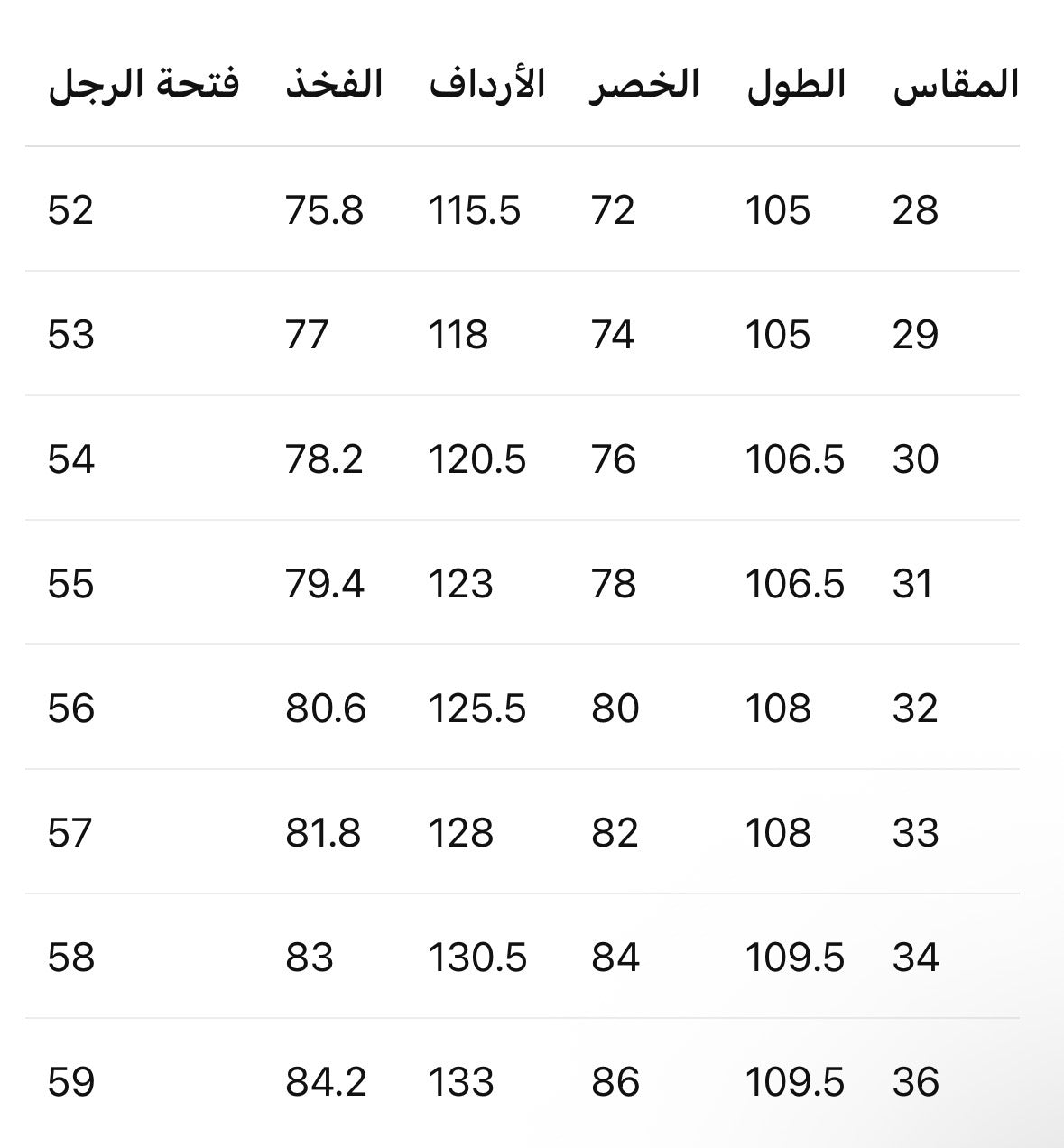 Size Chart